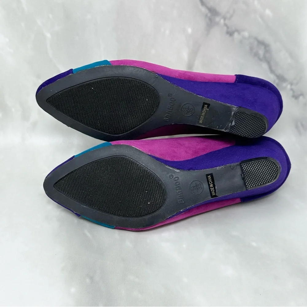 Retro 80s Inspired Color Block Multicolor Wedge Heels NEW